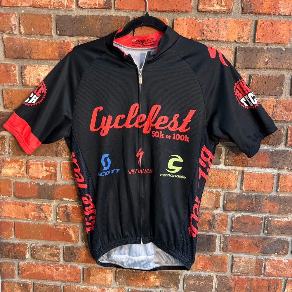 Moretti mens cyclefest short sleeve cycling jersey black M